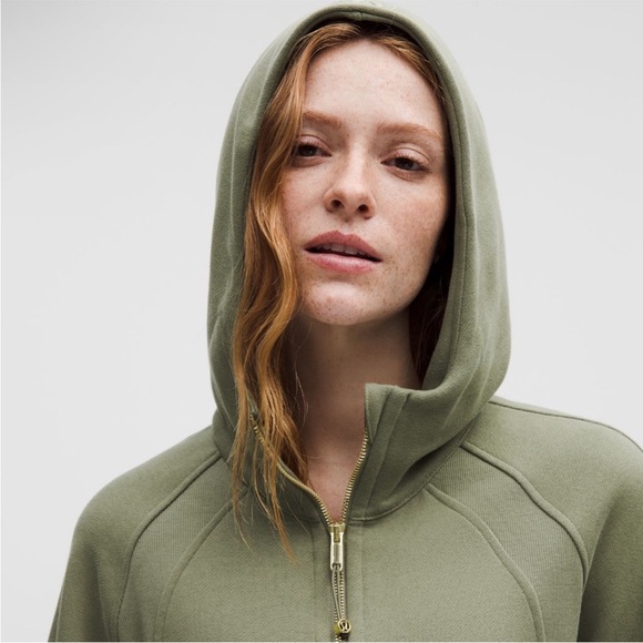 Lululemon Scuba Oversized 1/2 zip full length hoodie Bayleaf/Gold - Picture 4 of 5